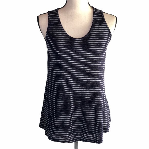ANTHROPOLOGIE W5 NAVY STRIPED HI LO SWING TANK TOP - Picture 1 of 5